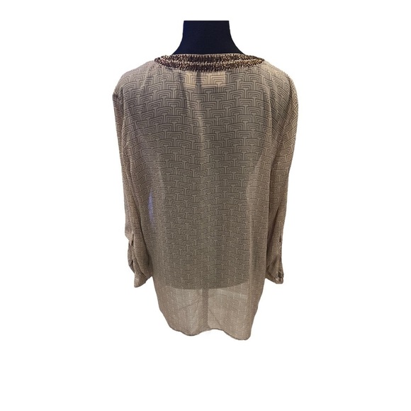 Chico’s Crafted Artisan Emery sheer beaded Top 2 (12US) - Picture 5 of 11